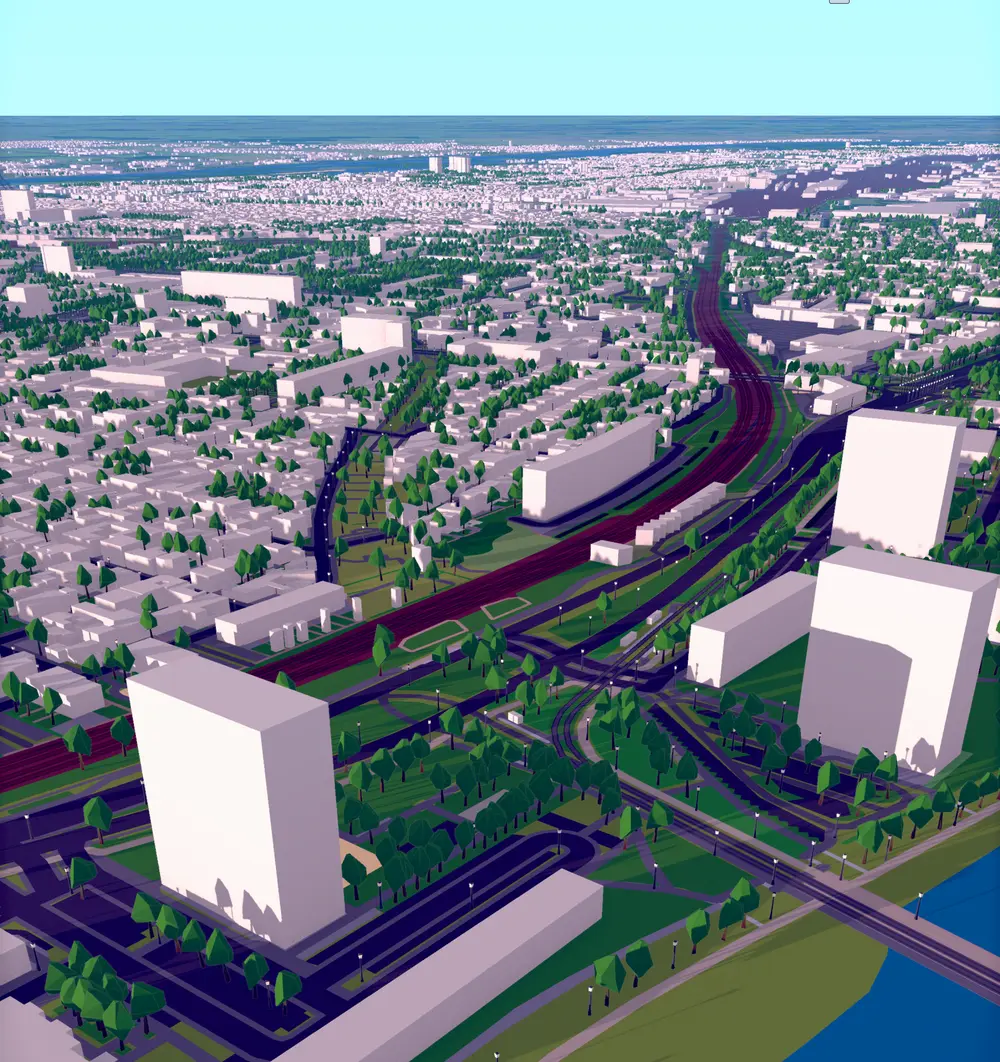 City Map 3D — sunset rendering